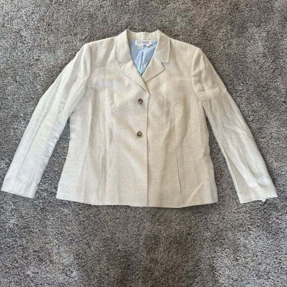 The Works Saks Fifth Avenue Women's Linen Blazer Jacket Career Size 16 Office - Picture 1 of 7